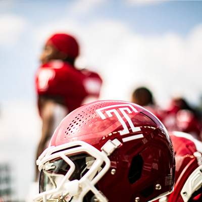 A Temple University football helmet.