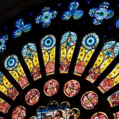 A stained-glass window.