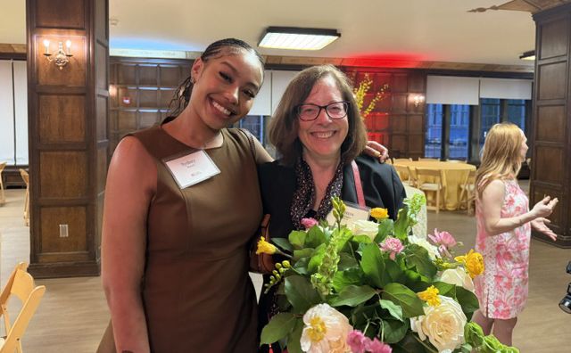 Teri and a scholarship recipient.